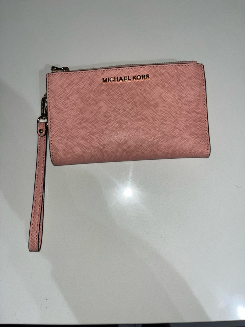 Michael Kors Pink Saffiano Leather Wristlet